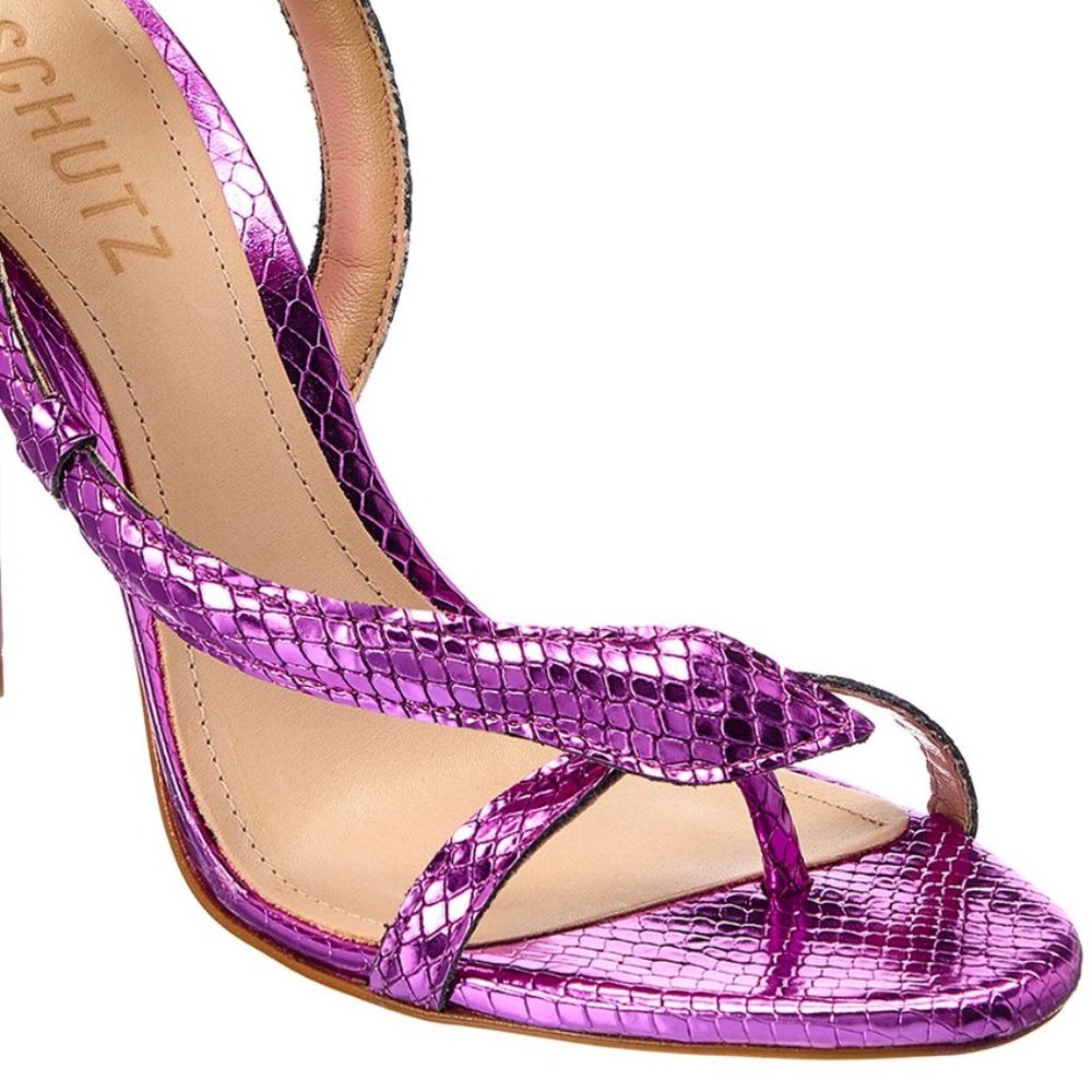 NIB Schutz Metallic Purple Snake heeled sandal, 7.5 - Picture 5 of 6